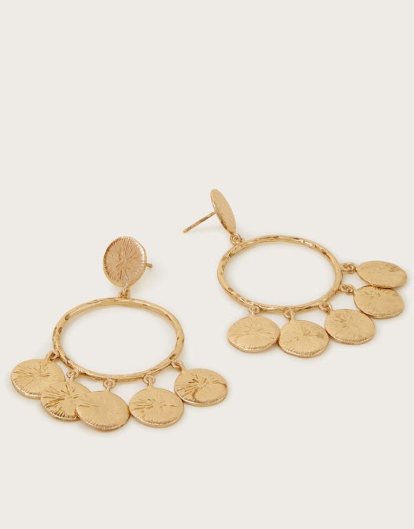 Monsoon Hammered Disc Hoop Earrings - Image 2