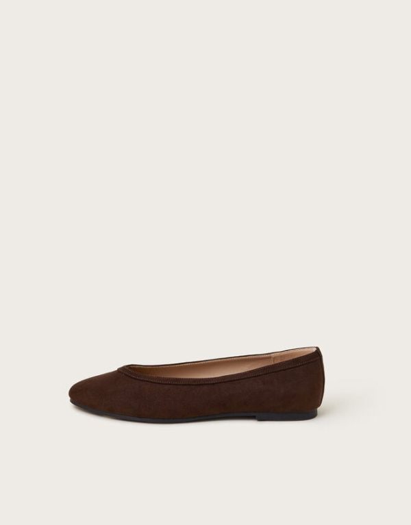 Monsoon Tori Suedette Ballet Flats Brown - Image 2