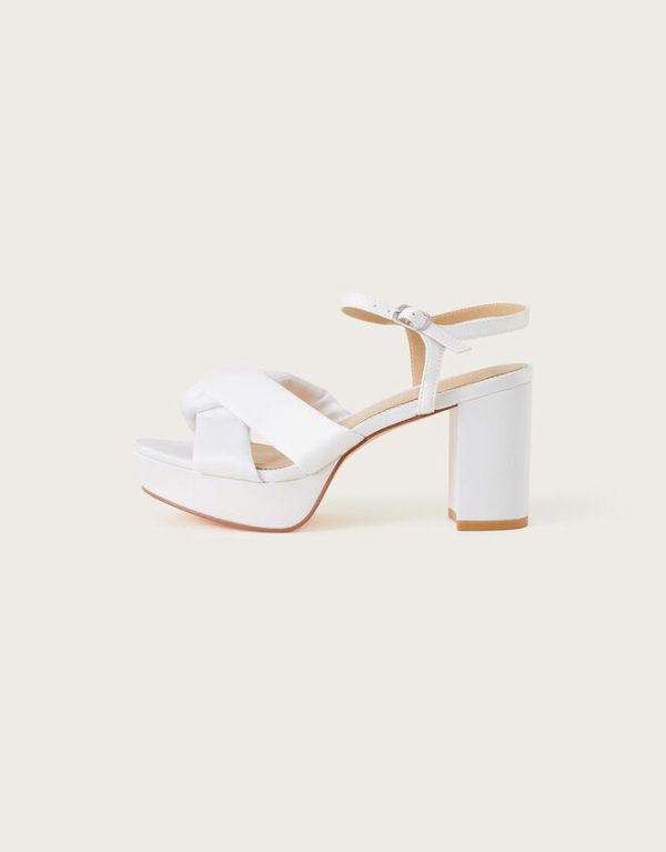 Monsoon Satin Knot Platform Heeled Sandals Ivory - Image 2