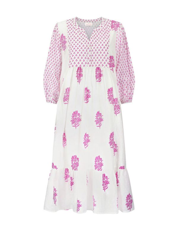 Monsoon East Bohemian Print Dobby Dress White - Image 4