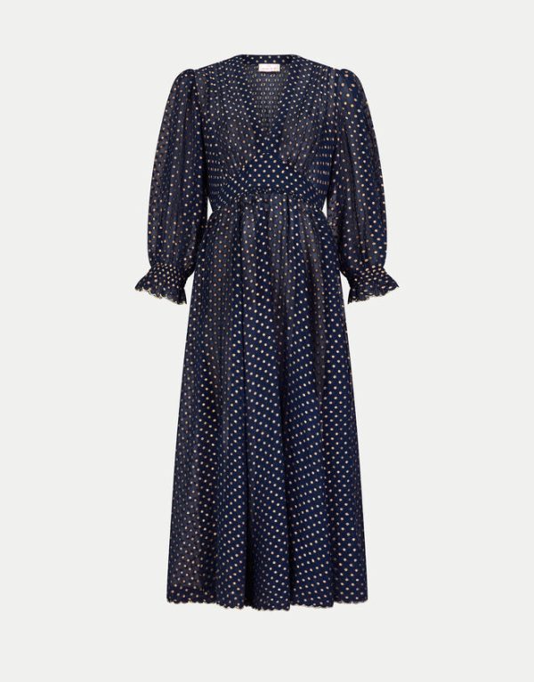 Monsoon East Polka Dot Dress Blue - Image 6