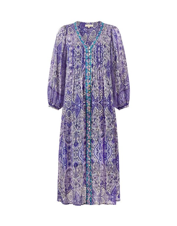 Monsoon East Paisley Print Maxi Dress Purple - Image 7