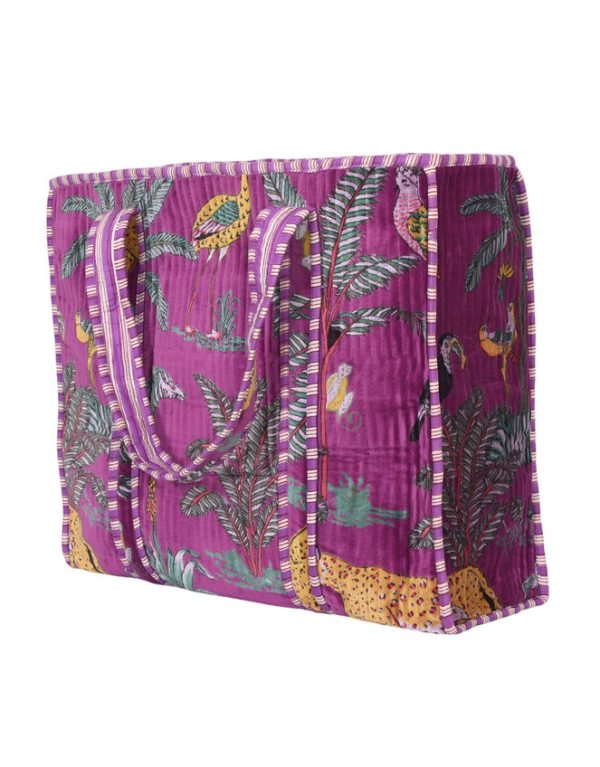 Monsoon Conscious Yoga Collective Velvet Jungle Print Tote Bag Purple - Image 5