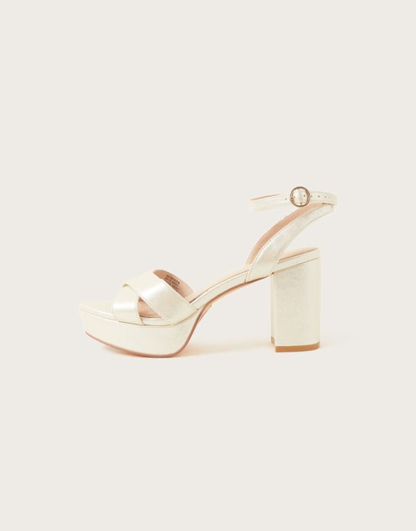 Monsoon Pearlised Platform Heeled Sandals Ivory - Image 2