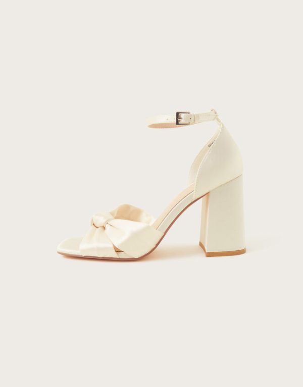 Monsoon Satin Knot Block Heeled Sandals Ivory - Image 3