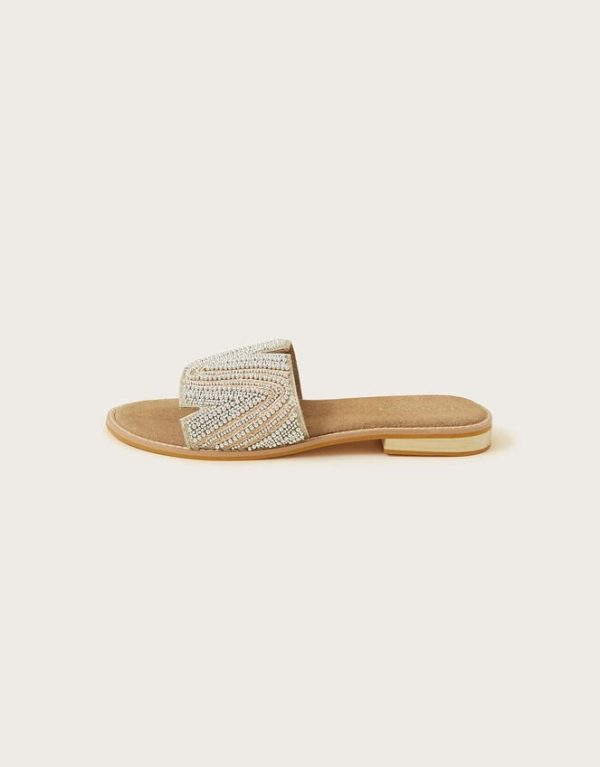 Monsoon Leather Beaded Sliders Multi - Image 2