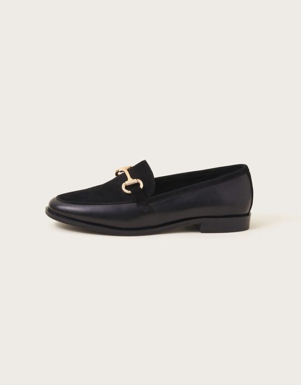 Monsoon Leather Suede Loafers Black - Image 3