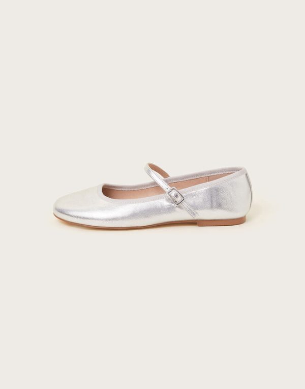 Monsoon Mary Jane Flats Silver - Image 3