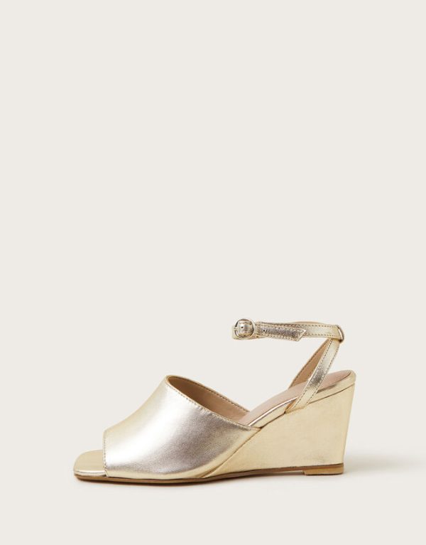 Monsoon Wedge Sandals Gold - Image 2