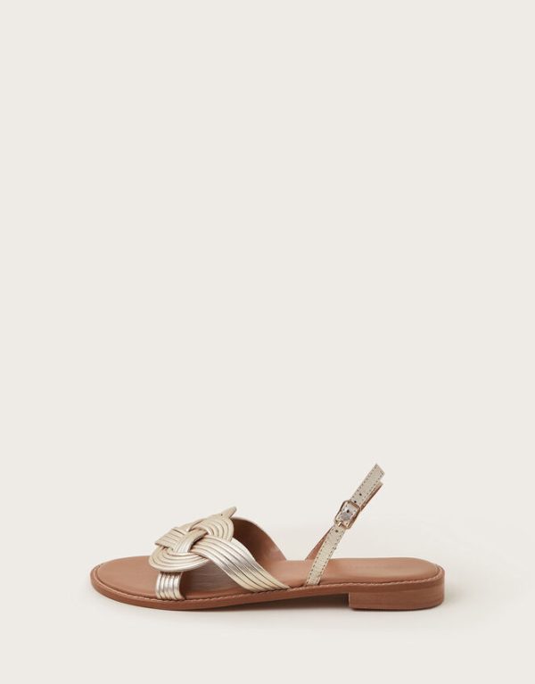 Monsoon Leather Grecian Twist Sandals Gold - Image 3