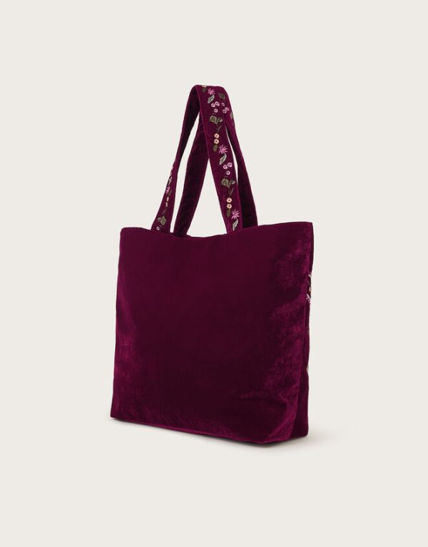 Monsoon Freya Embroidered Velvet Tote Bag - Image 3