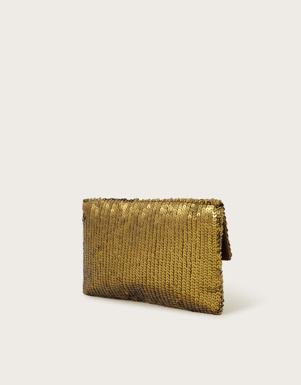 Monsoon Sofia Sequin Clutch Bag Green - Image 2