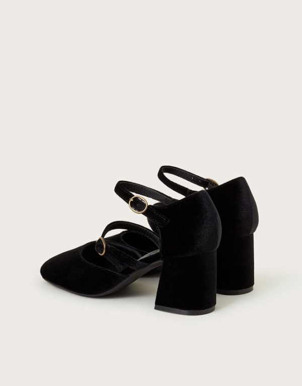 Monsoon Ruth Velvet Mary Jane Heels Black - Image 4