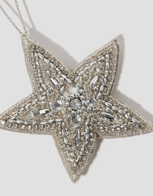 Monsoon Embellished Star Christmas Tree Decoration Silver - Image 3