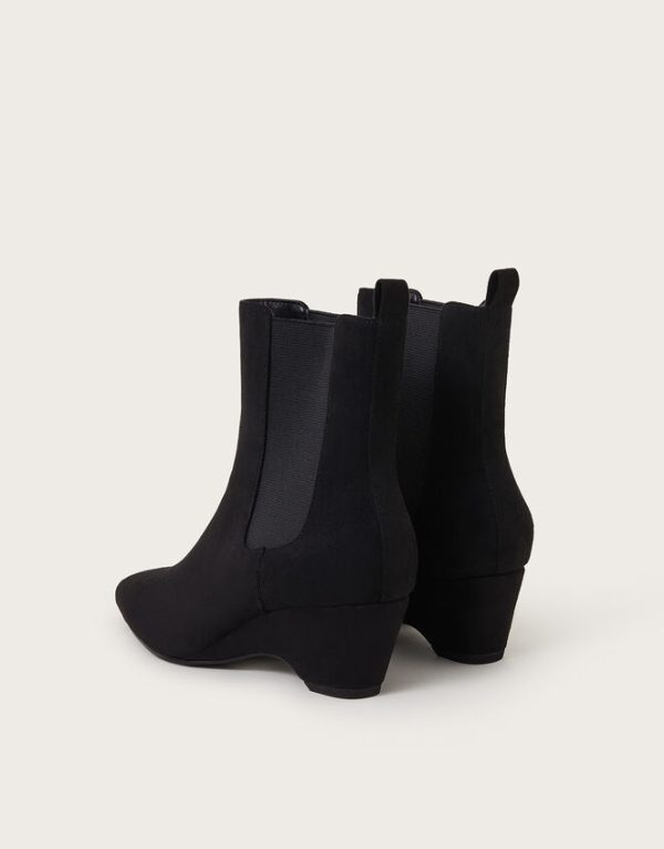 Monsoon Shay Suedette Wedge Ankle Boots Black - Image 2