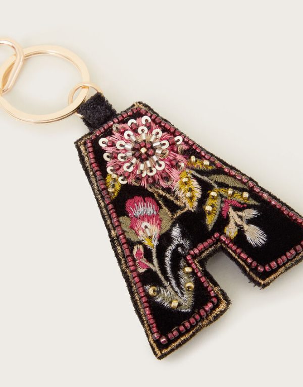 Monsoon Embellished Floral Initial Keyring Black - Image 3