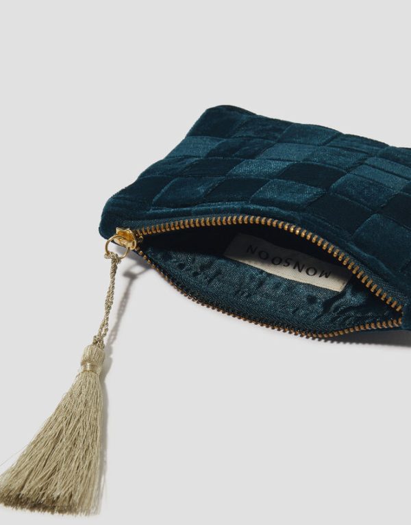 Monsoon Woven Velvet Coin Purse Teal - Image 3