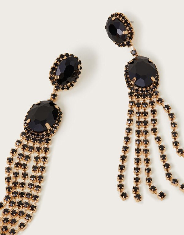 Monsoon Gemstone Tassel Drop Earrings - Image 2