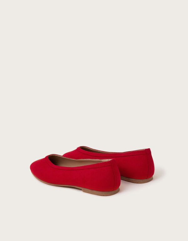 Monsoon Tori Suedette Ballet Flats Red - Image 3