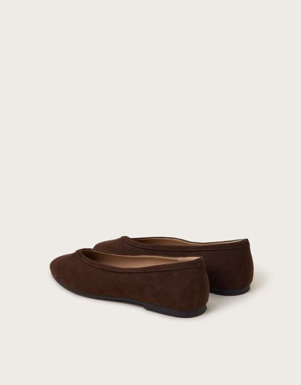 Monsoon Tori Suedette Ballet Flats Brown - Image 3