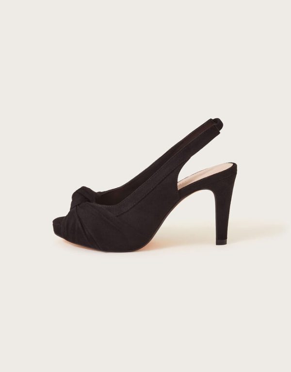 Monsoon Suede Peep Toe Heels Black - Image 2