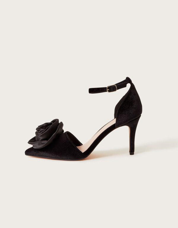 Monsoon Satin Corsage Heels Black - Image 2