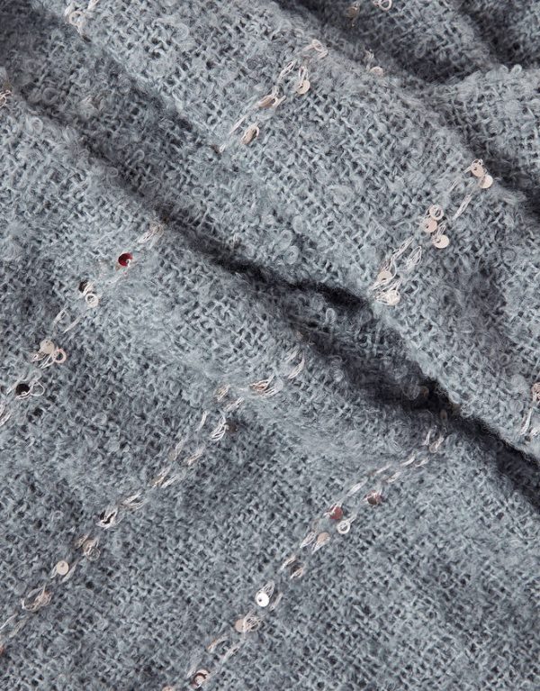 Monsoon Sequin Stripe Boucle Scarf Grey - Image 5