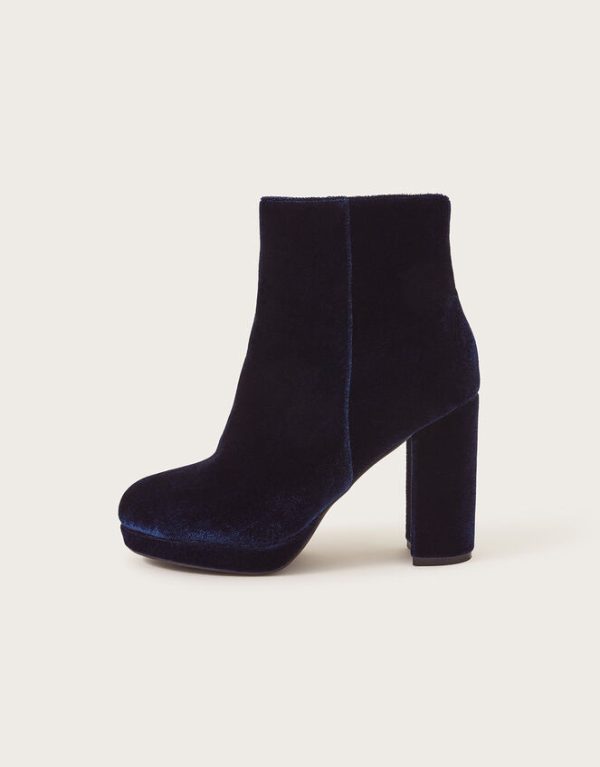 Monsoon Velvet Platform Boots Blue - Image 2