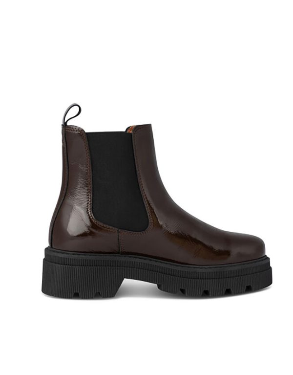 Monsoon Shoe The Bear Patent Leather Chelsea Boots Brown - Image 3