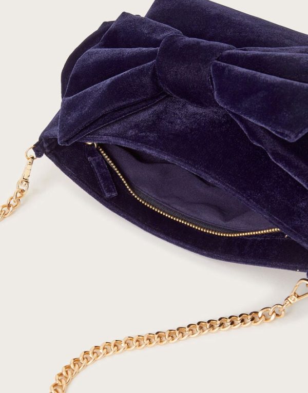 Monsoon Velvet Bow Clutch - Image 4