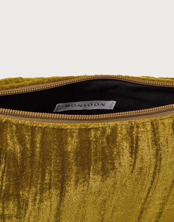 Monsoon Val Crushed Velvet Sling Bag Green - Image 3