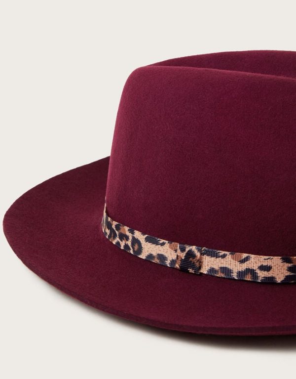 Monsoon Wool Fedora Hat Red - Image 3