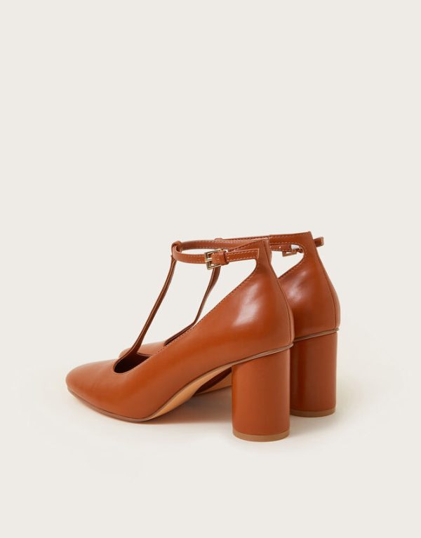 Monsoon Tala T-Strap Mary Jane Heels Tan - Image 3