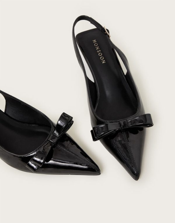 Monsoon Mira Patent Slingback Heels Black - Image 3