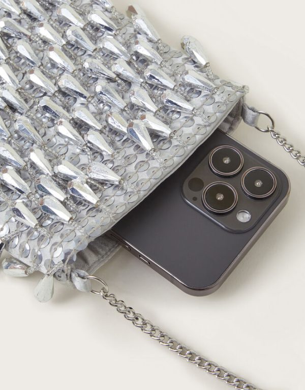 Monsoon Tess Tear Drop Phone Bag Silver - Image 4