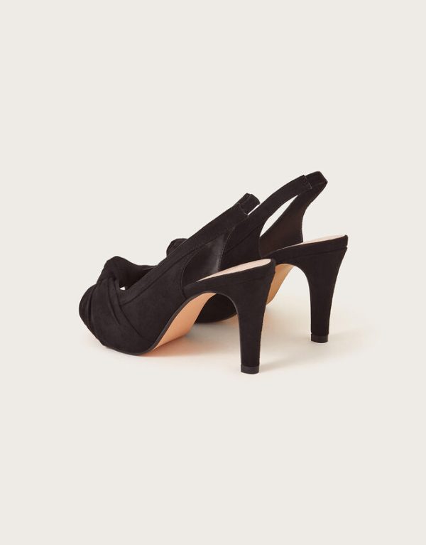 Monsoon Suede Peep Toe Heels Black - Image 3