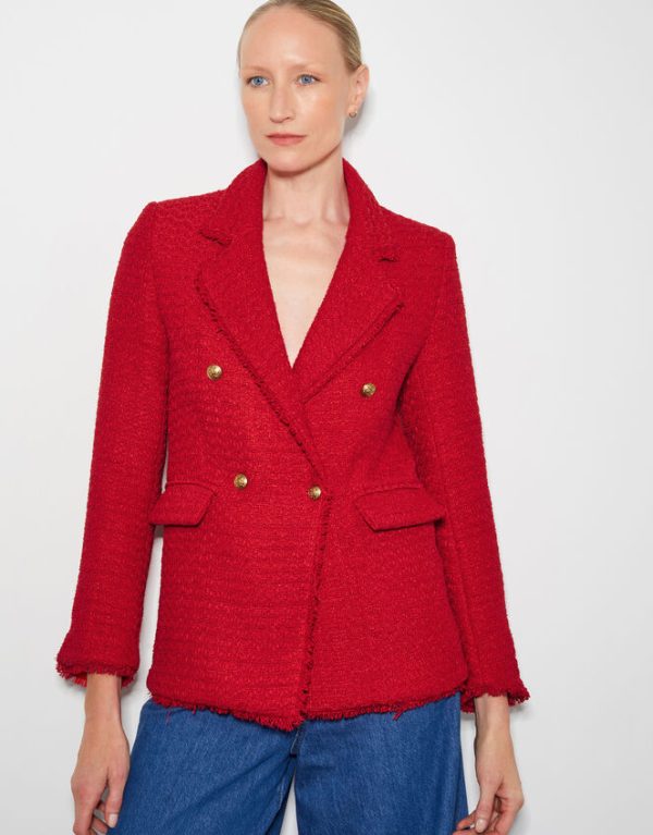 Monsoon Rubi Tweed Jacket Red