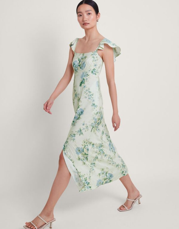 Monsoon Zimira Floral Midi Dress Ivory