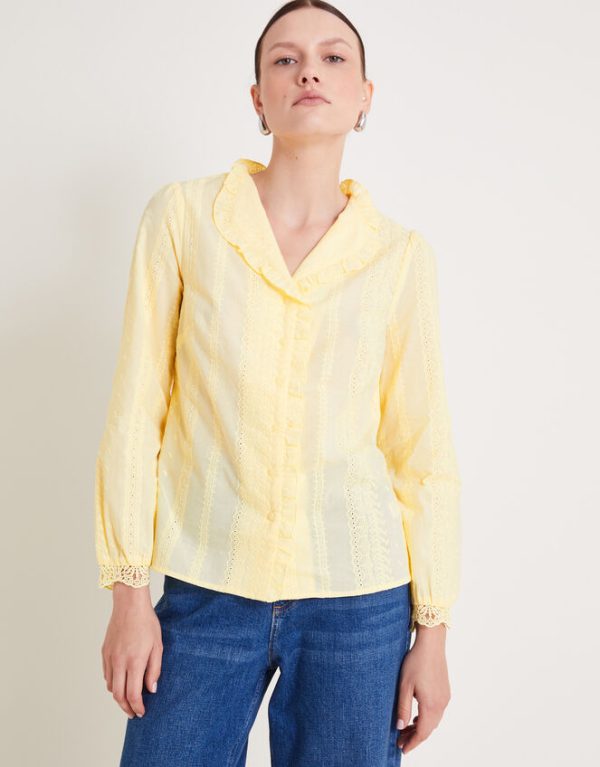 Monsoon Cora Embroidered Shirt Yellow