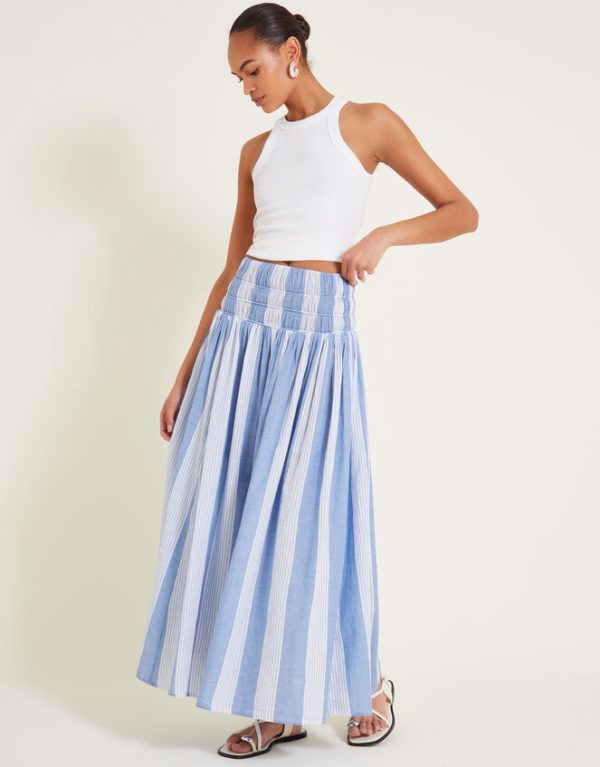 Monsoon Celia Stripe Skirt Blue - Image 2