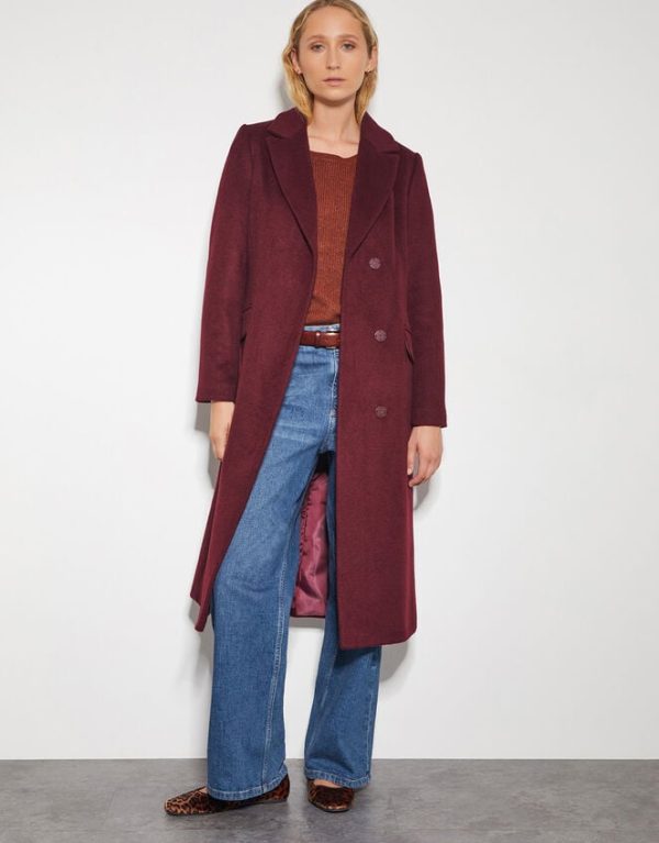 Monsoon Arabella A-Line Coat Red