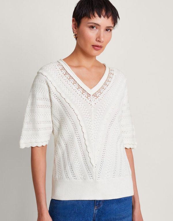 Monsoon Lulu Short Sleeve Jumper Ivory