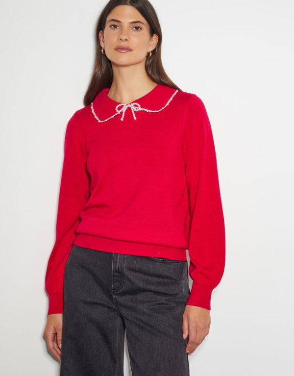 Monsoon Clara Collar Jumper Red