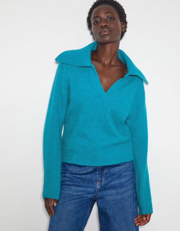 Monsoon Clover V-Neck Collar Jumper Blue