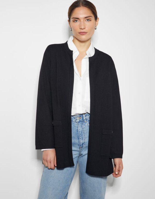 Monsoon Penny Open Front Pocket Cardigan Black