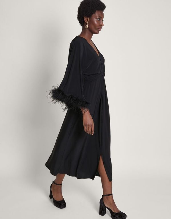 Monsoon Pip Feather Maxi Dress Black - Image 2