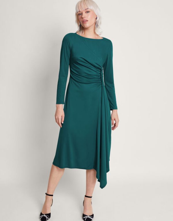 Monsoon Remy Ruched Dress Teal