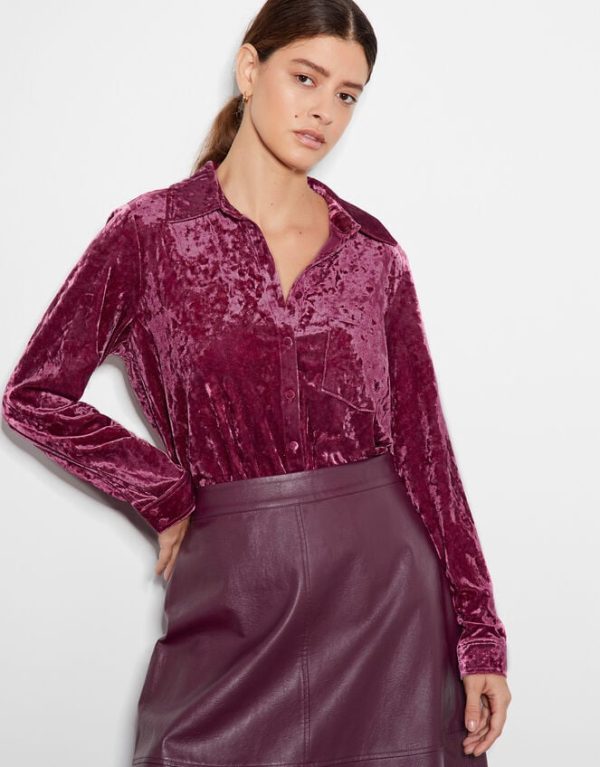 Monsoon Vida Velvet Shirt Pink