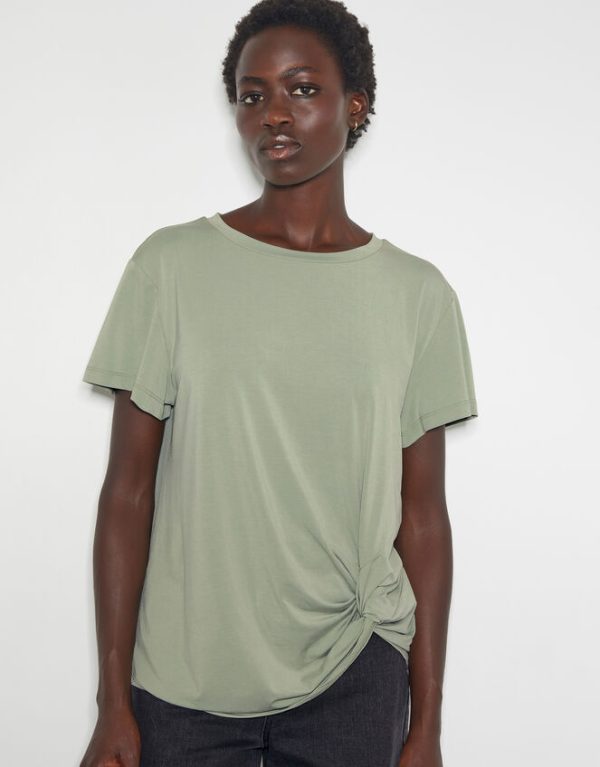 Monsoon Tawn Twist Front Jersey T-Shirt Green