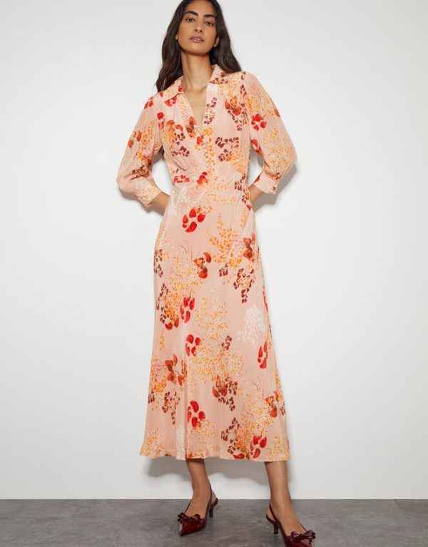 Monsoon Elise Shirt Dress Pink